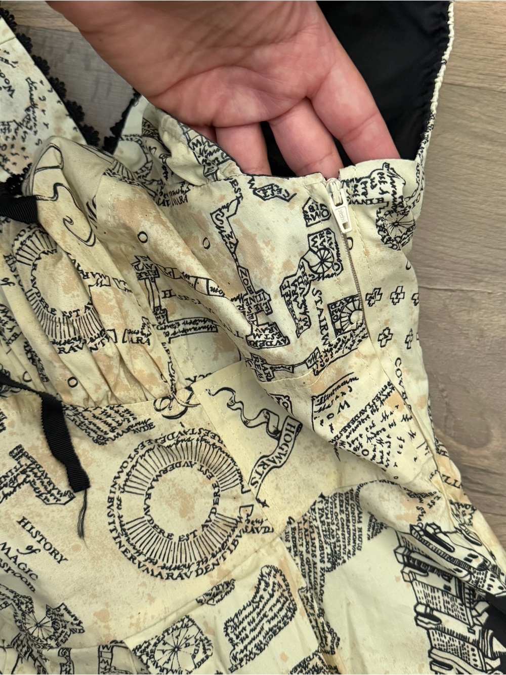 Harry Potter Marauder's Map Corset Back Square Neck Fit & Flare Dress Size M - Picture 8 of 16